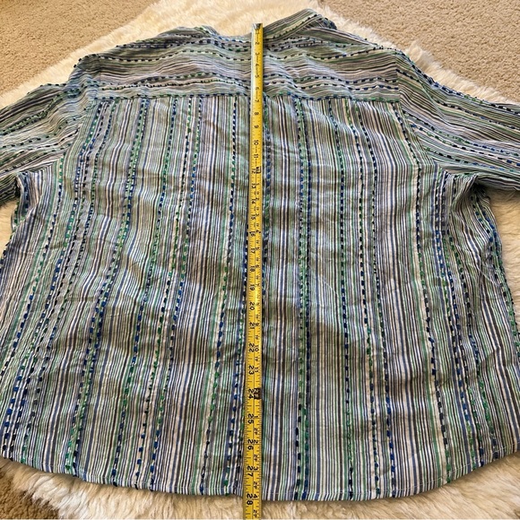 Alfred Dunner NWT button down striped shirt green blue 22w plus size - Picture 5 of 11